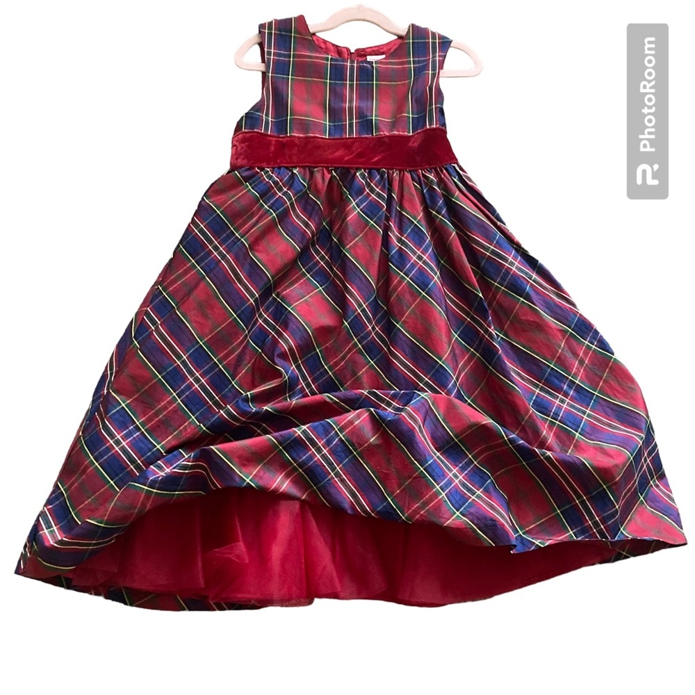 Gymboree Girls Size 9 Red Blue Yellow Green Plaid Fancy Party Dress - Picture 3 of 4